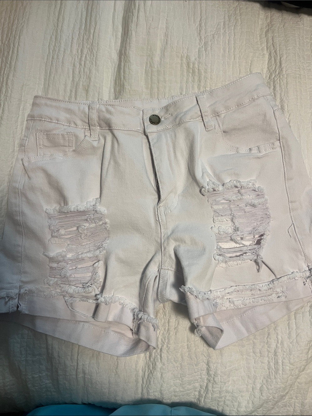 White Distressed Women's Denim Shorts